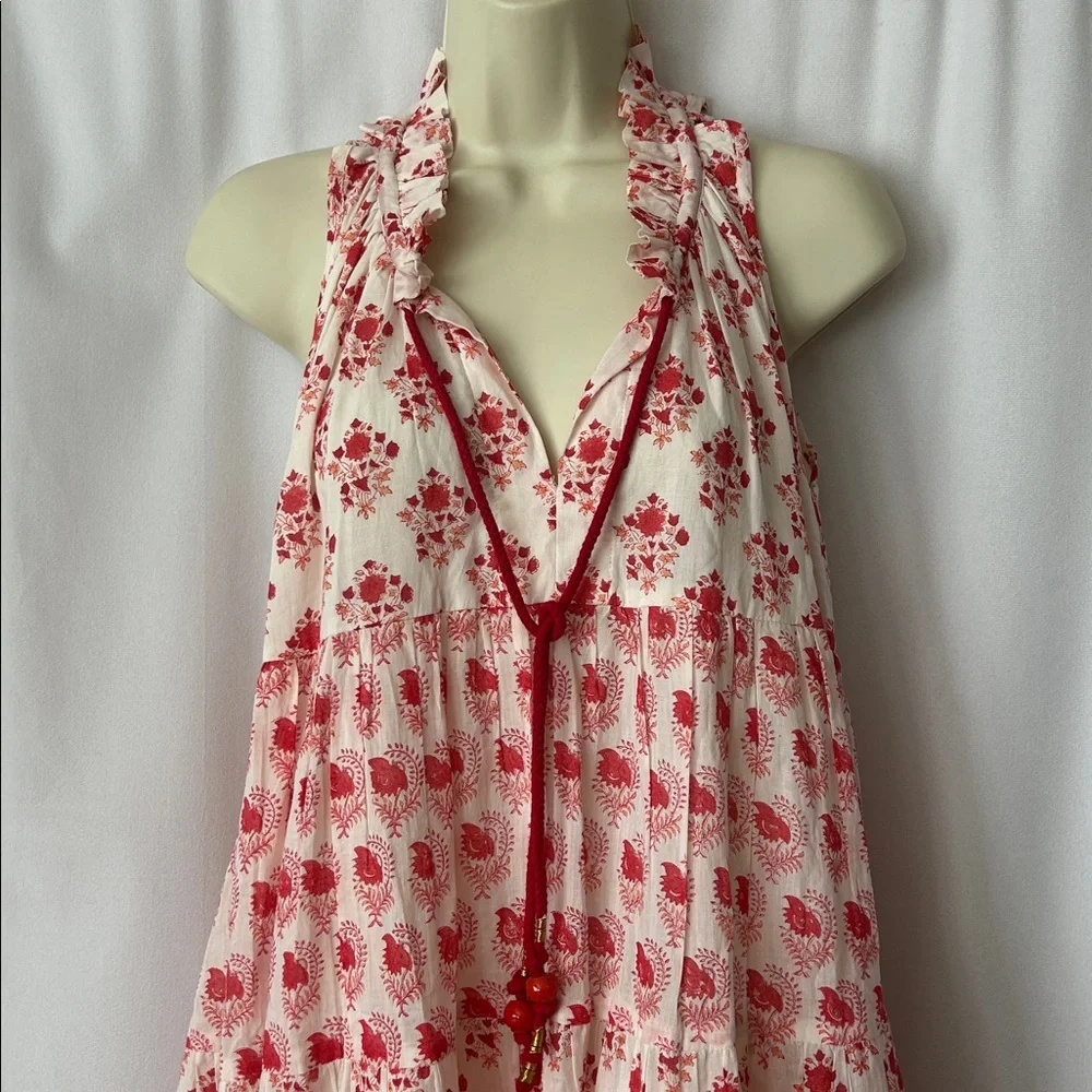 Ro's Garden NWT Red Floral Sofia Sleeveless Ruffle Short Dress **Size XS** 🌺🌺 - Picture 3 of 9